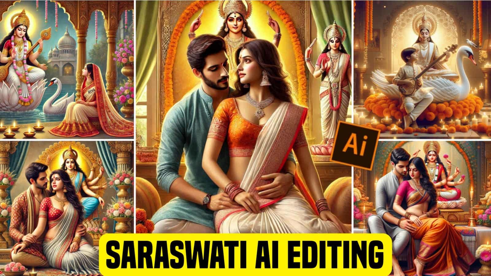 Saraswati Puja special AI photo Editing Prompt