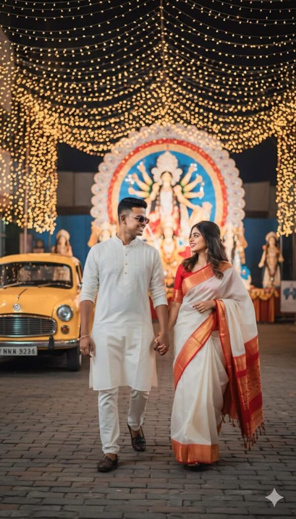 couple durga puja gemini photo editing