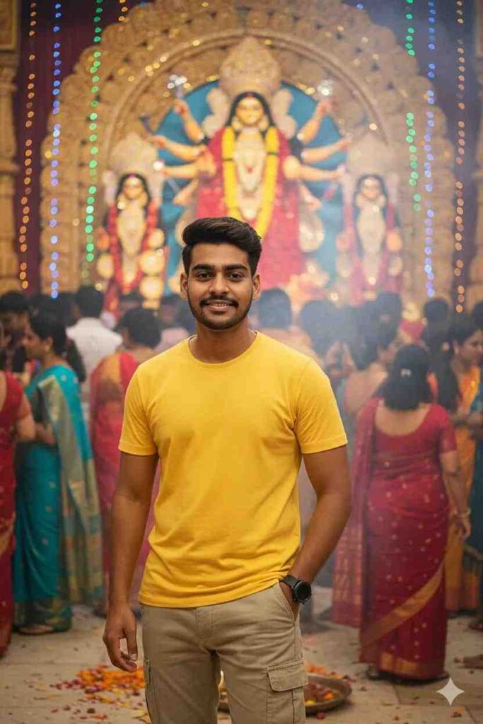 viral durga puja photo editing prompt