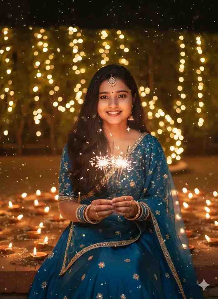 diwali photo editing prompt girl